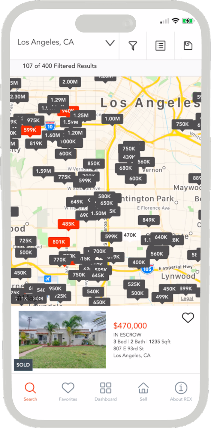 REX mobile UI — before